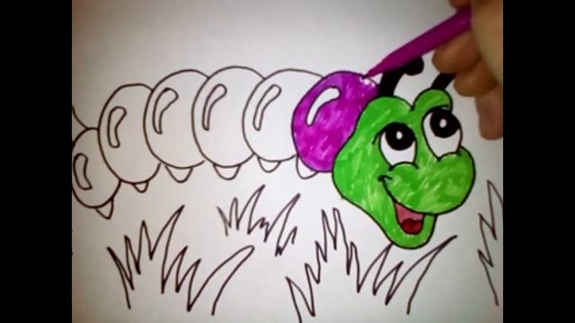 Гусеница цветами радуги рисуем и раскрашиваем видео для детей смотреть онлайн