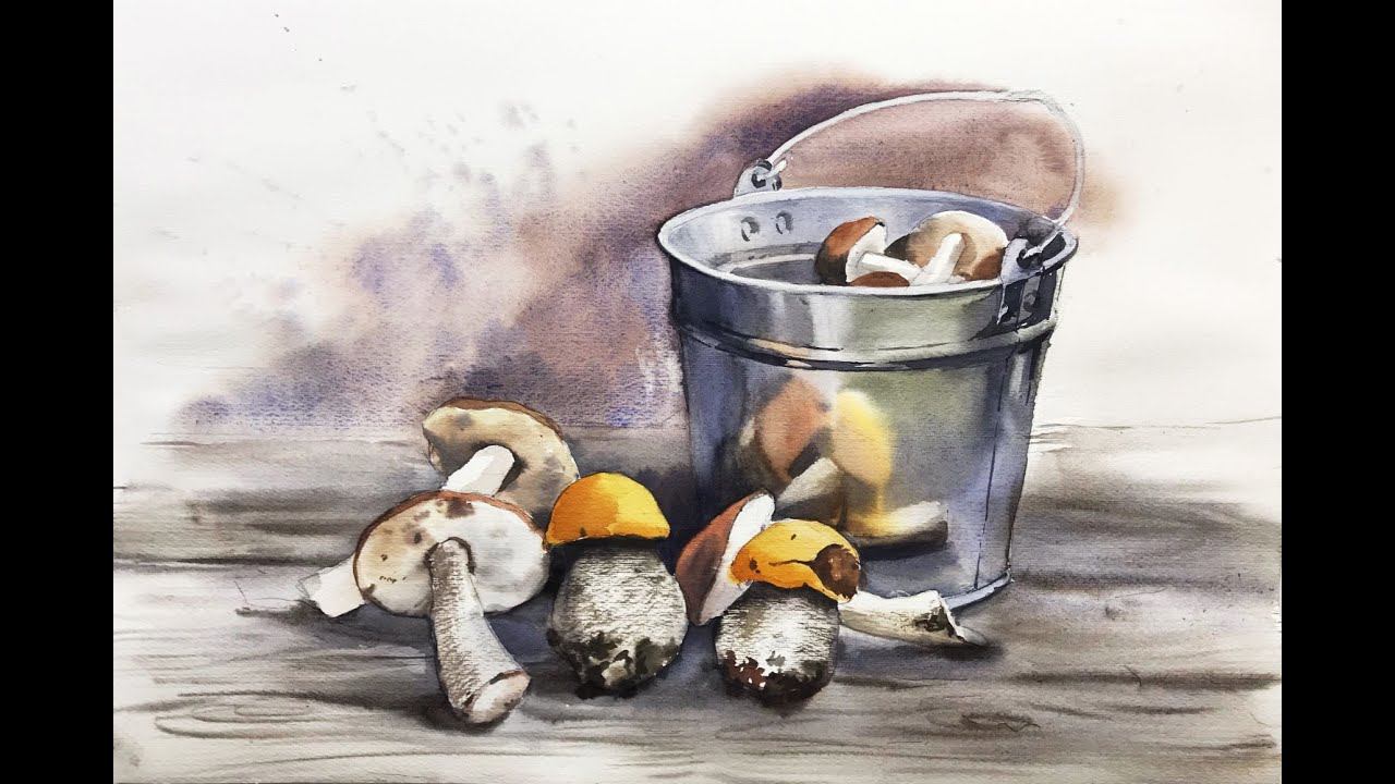 Мастер-класс «Грибная пора» | Как нарисовать грибы подберезовики поэтапно смотреть онлайн