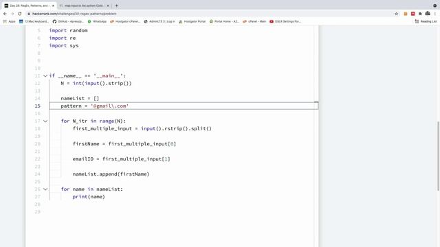Day 28 - Regex, Patterns and Introduction to Databases - HackerRank 30 Day of Code in Python смотреть онлайн