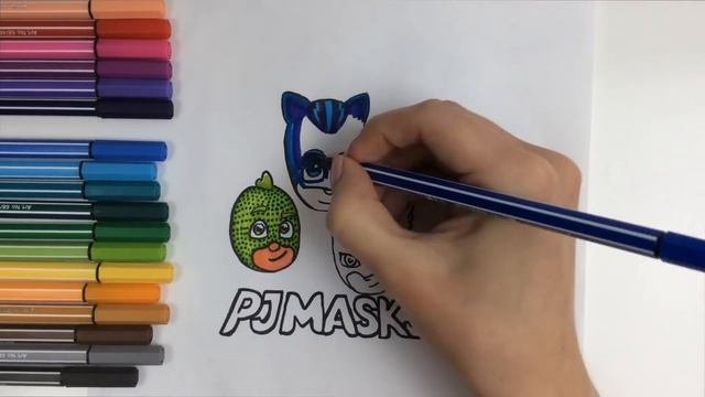 How to draw PJ Masks! Gekko, Catboy and Owlette colouring tutorial! смотреть онлайн