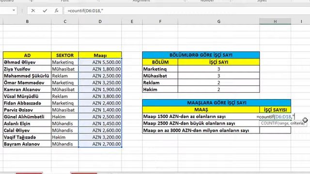 Excel : Sum,Average,Max,Min,CountIf və s (Azərbaycan dilində izah) смотреть онлайн