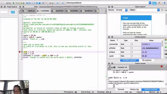 Eurodollar yield conversion example in Python смотреть онлайн