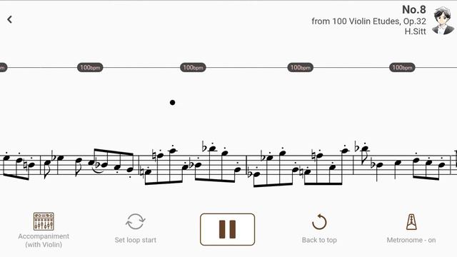 No.8 from 100 Violin Etudes, Op.32 | H.Sitt 【 Violin Sheet Music 】 смотреть онлайн