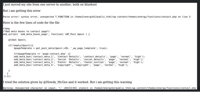 Wordpress: Parse error: syntax error, unexpected T_FUNCTION смотреть онлайн