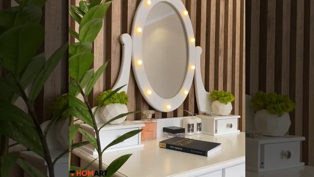 Туалетный столик c зеркалом и подсветкой Homart Denver белый + табурет смотреть онлайн