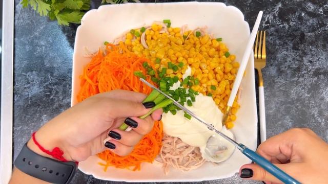 Быстрый и лёгкий салат с корейской морковью и кукурузой? смотреть онлайн