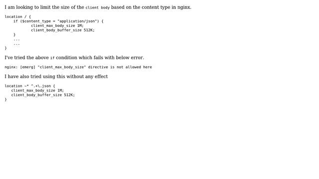 DevOps & SysAdmins: nginx - Limit client_max_body_size based on content_type смотреть онлайн