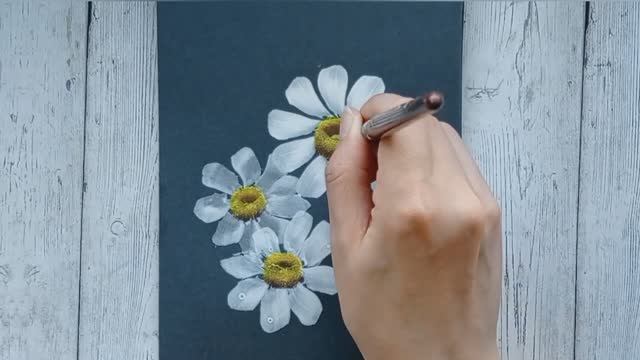 Нежные ромашки | Рисование гуашью смотреть онлайн
