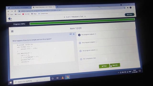 Cisco Programming Essentials in C: Module 6 TEST (CLA) Answers смотреть онлайн