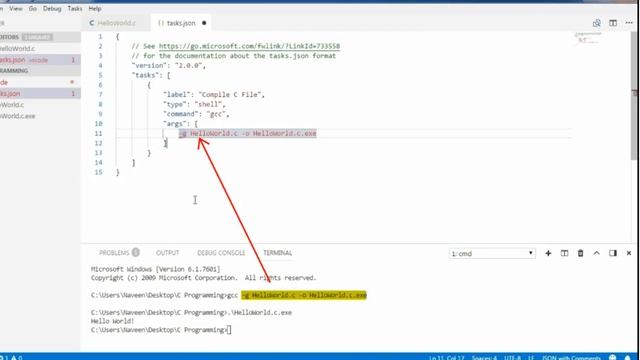 How to Compile and Run C Program using Visual Studio Code Tasks смотреть онлайн
