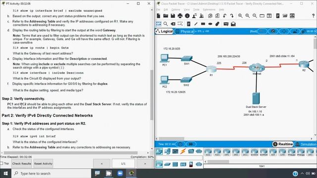 1.5.10 Packet Tracer - Verify Directly Connected Networks смотреть онлайн