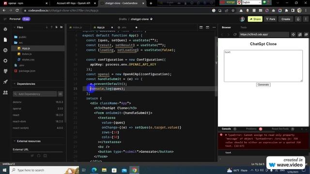 Clone ChatGpt in react within 12 minutes!! || Chatgpt||openai||react js смотреть онлайн