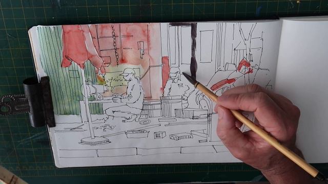 Sketch book pen and ink watercolour Vietnam street scene смотреть онлайн