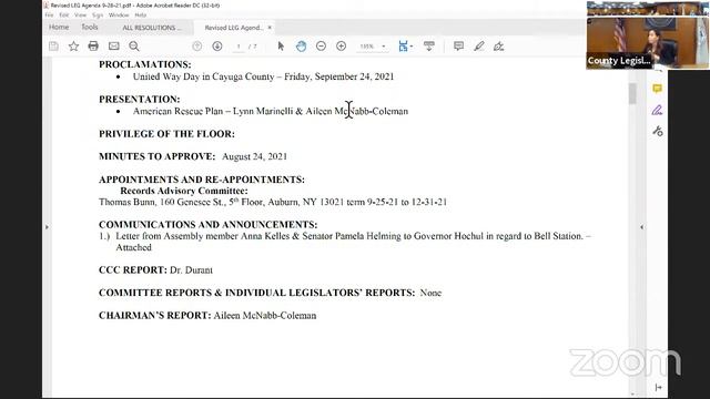 Cayuga County Legislature Meeting - September 28th, 2021 смотреть онлайн