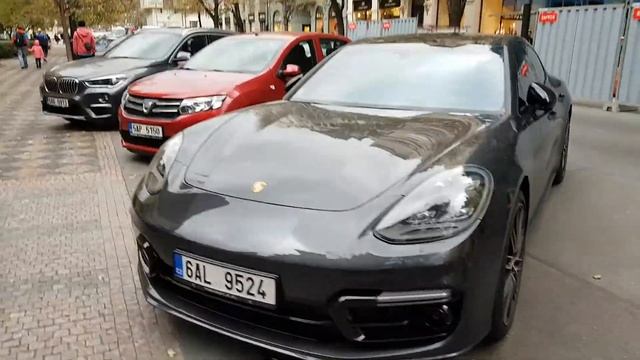 dark grey porsche 971 panamera turbo in Prague czech Republic смотреть онлайн