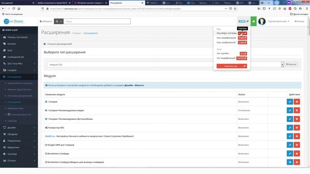 Быстрая ОЧИСТКА КЭША в Opencart одной кнопкой смотреть онлайн
