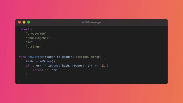 GoLang || MD5 Checksum from input stream смотреть онлайн