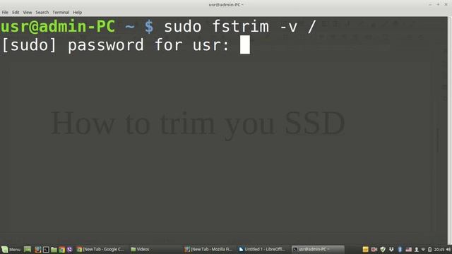 how to trim a Solid State Drive using command line on linux mint смотреть онлайн