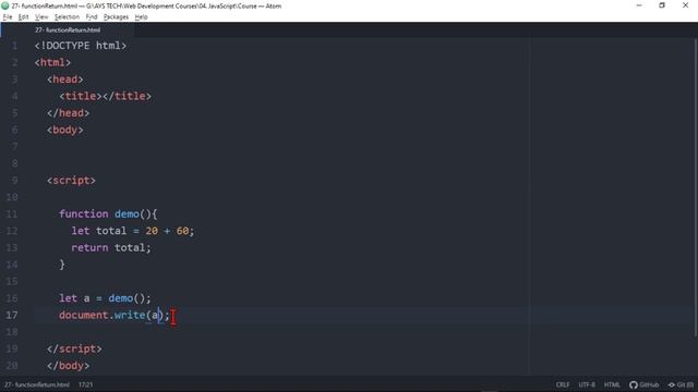 25. Function with Return Statement | JavaScript | JavaScript in Pashto смотреть онлайн