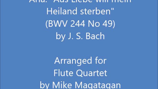 Aria: "Aus Liebe will mein Heiland sterben" (BWV 244 No. 49) for Flute Quartet смотреть онлайн