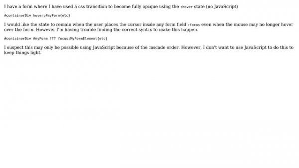 css :focus transition on form field elements