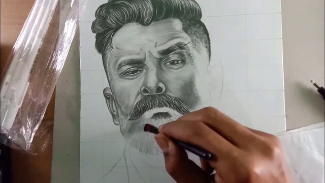 Realistic Portrait Drawing of Chiyaan Vikram❤️ | Let's Sketch смотреть онлайн
