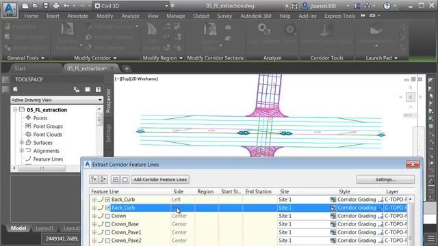 Civil 3D 2017 New Features - Corridor Feature Line Extraction смотреть онлайн