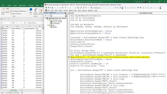 Part 270 - Add-ins for REMOVE # SYMBOL & create a PIVOT table in VBA | Kallanai YT смотреть онлайн