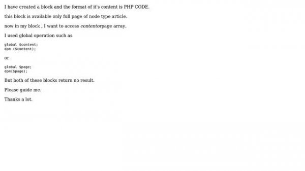 Drupal: How access $content array inside a block php?