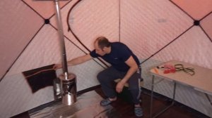 Зимняя палатка-куб. MIR- 2017. Печь Рыбака PS10. Обзор.