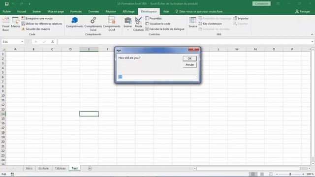 13-Programmation Excel VBA-InputBox التعرف على أداة علبة الرسائل смотреть онлайн