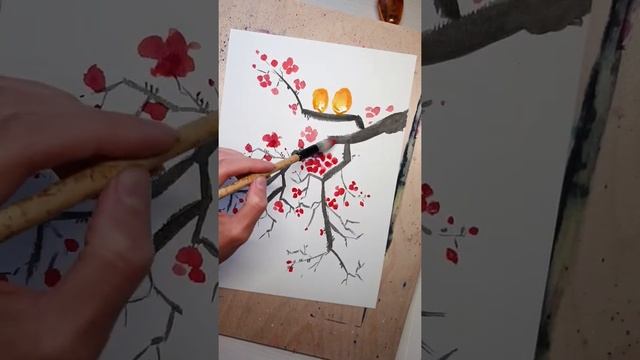 Рисуем сакуру / Китайская живопись / Простой рисунок смотреть онлайн