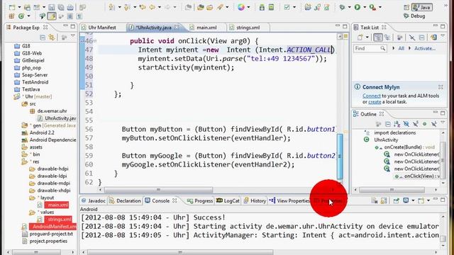 Android Java Eclipse Intent Call Phone Permission смотреть онлайн