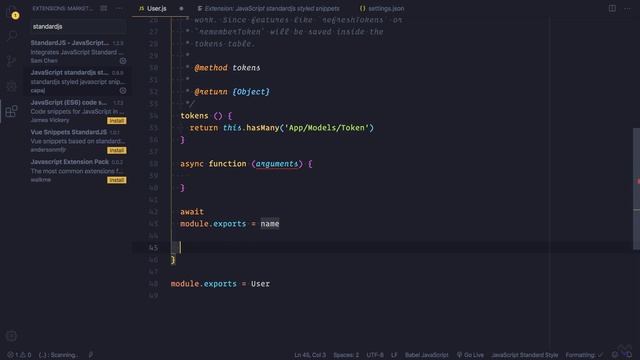 VS Code for AdonisJs Development #5 - StandardJs Styled Snippets смотреть онлайн