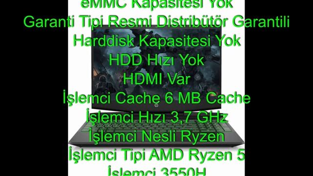 Hp Pavilion Gaming 15 EC0006NT Amd Ryzen 5 3550H 8gb Ddr4 256 GB SSD Nvidia Geforce GTX1650 Freedos смотреть онлайн