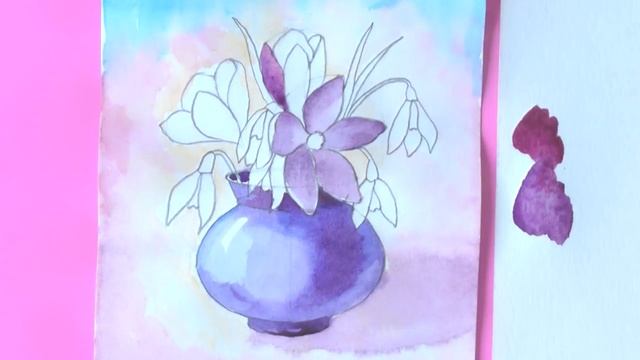 Как нарисовать весенние ЦВЕТЫ / НАТЮРМОРТ ВАЗА С ЦВЕТАМИ / Art School смотреть онлайн