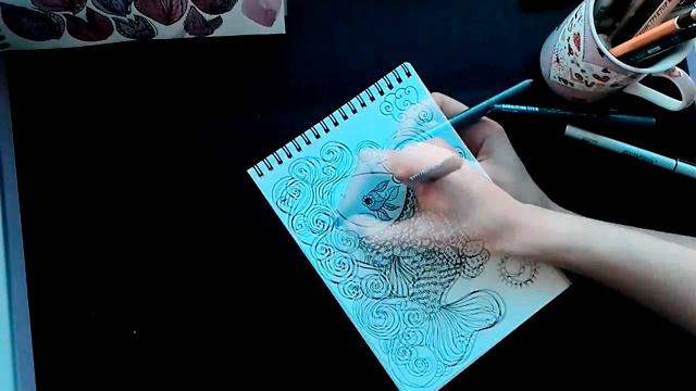 Идея для скетчбука: дудл рыба-кит! Doodle Magic Bigfish