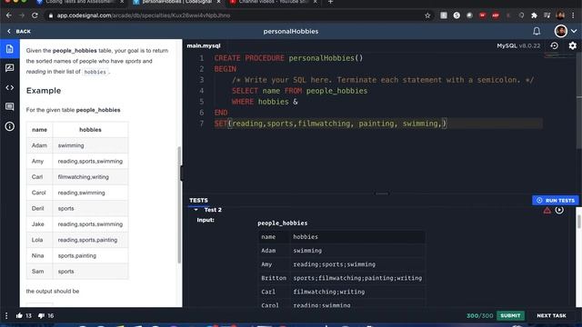 "Personal Hobbies" - Codesignal #29 - MySQL Solution смотреть онлайн