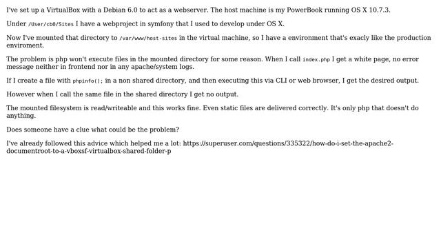 Execute PHP files in mounted directory from VirtualBox host system is not working (2 Solutions!!) смотреть онлайн