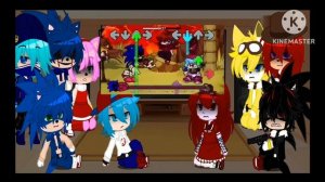 fnf vs sonic.exe 3.0 (too slow rerun) reaction by sonic and his friends + me