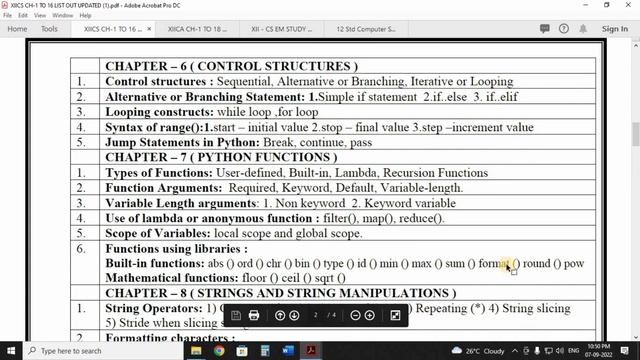 12th Computer Science and Applications Chapter wise key points subheading listout types 2022 смотреть онлайн