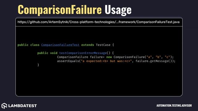 org. Junit ComparisonFailure смотреть онлайн