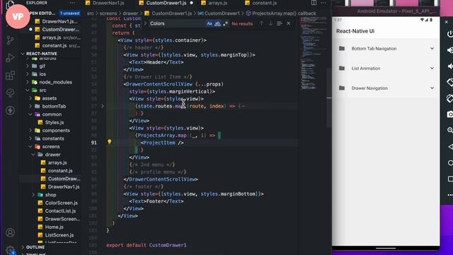 How to create Custom Drawer Navigation with animation in React-Native | React-Navigation v6 | Part- смотреть онлайн