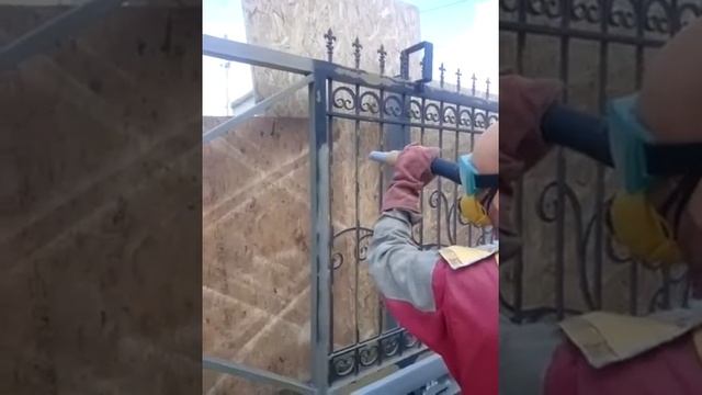 Обработка металлического забора пескоструем - Видео смотреть онлайн