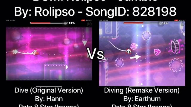 Geometry Dash = Dive Vs Diving (Comparison) (Original Vs Remake) (Hann Vs Earthum) смотреть онлайн