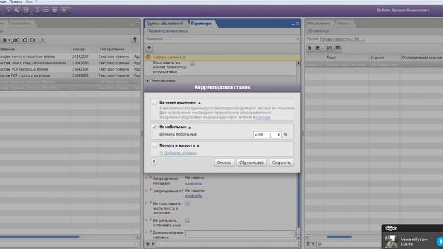 Курс Яндекс Директ. Урок 6 - Настройки Директ Командер. Ученик - Михаил. Ниша: аренда видео экранов смотреть онлайн