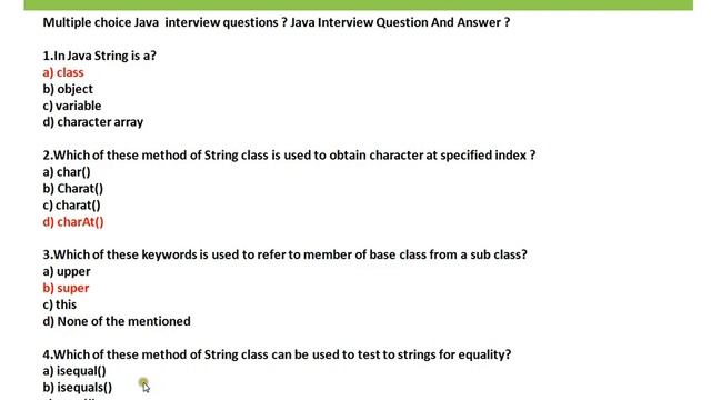 Java Interview Question And Answer charAt method in String to obtain a char at specified index смотреть онлайн