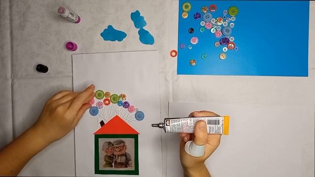 Вверх - аппликация из бумаги и пуговиц смотреть онлайн