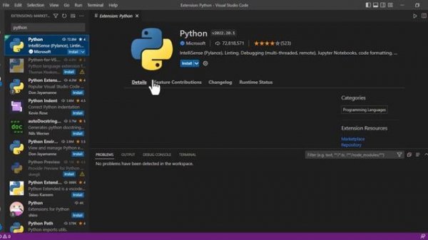 How to install extension python in Visual Studio Code