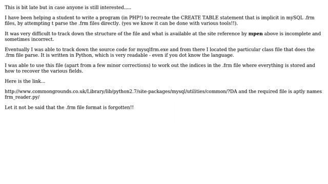 Databases: MySQL .frm file format: how to extract column info? (2 Solutions!!) смотреть онлайн